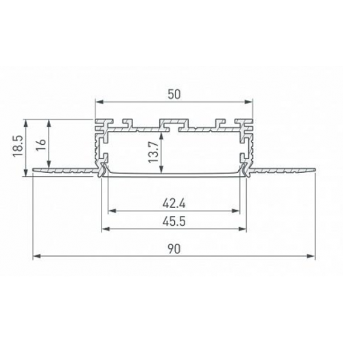 Профиль KLUS-POWER-W50H16-F-HIDE-2000 (Arlight, Алюминий)/Экран матовый для KLUS-POWER-W50-F (Arlight, Пластик)