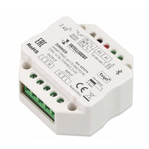 INTELLIGENT ARLIGHT ДИММЕР SMART-TRIAC-601-72-DIM-PD-IN (230V, 1X1.5A, TUYA BLE, 2.4G) (IARL, IP20 ПЛАСТИК, 5 ЛЕТ)